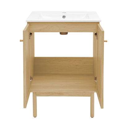 Swiss Madison, Classe 24" Freestanding Bathroom Vanity in Natural Oak with Sink Top