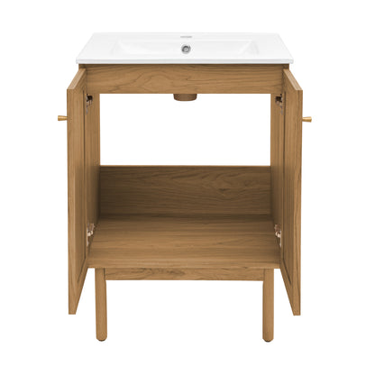 Swiss Madison, Classe 24" Freestanding Bathroom Vanity in Golden Oak with Sink Top