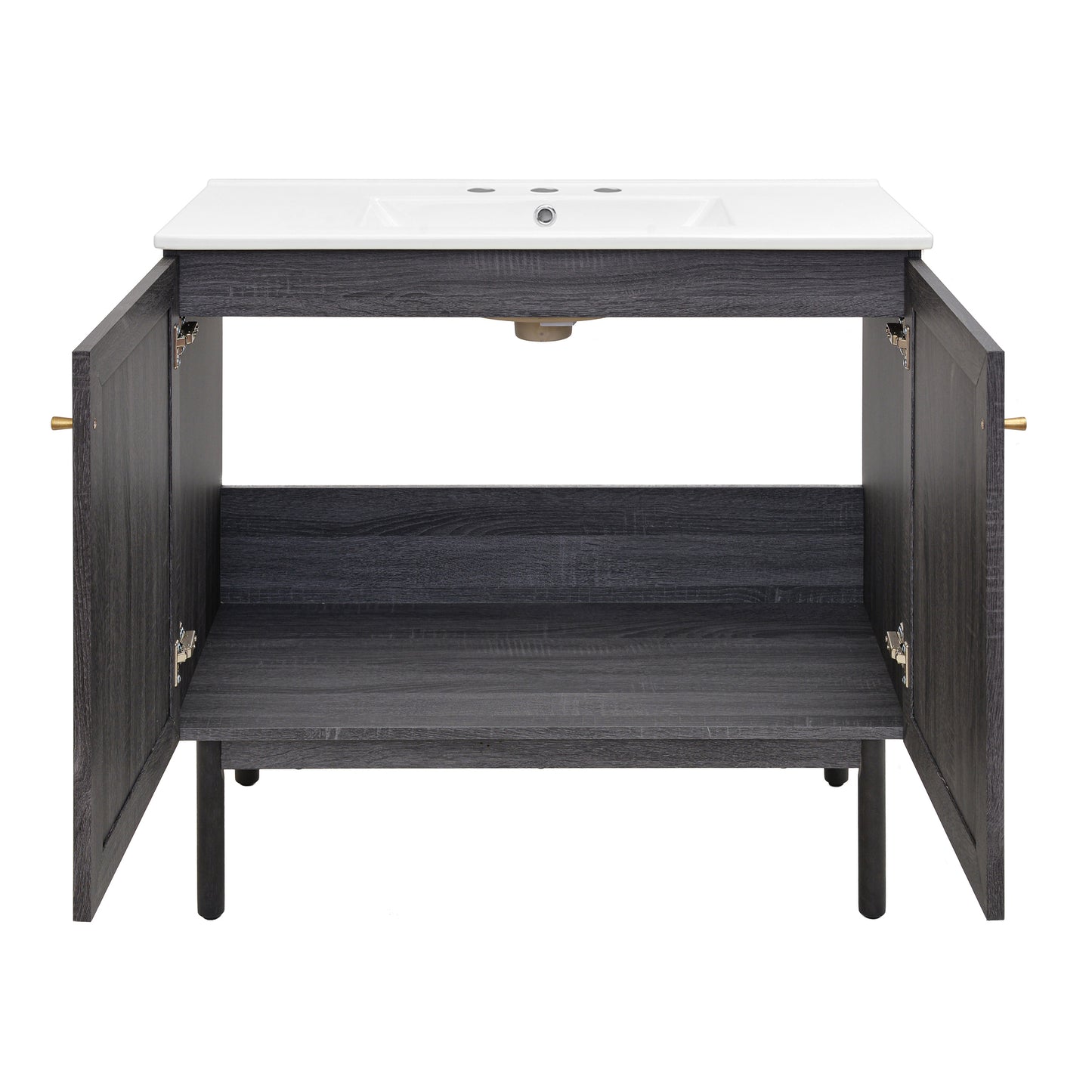 Swiss Madison, Classe 36" Freestanding Bathroom Vanity in Black Oak with 3-Hole Widespread Sink Top