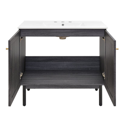 Swiss Madison, Classe 36" Freestanding Bathroom Vanity in Black Oak with 3-Hole Widespread Sink Top