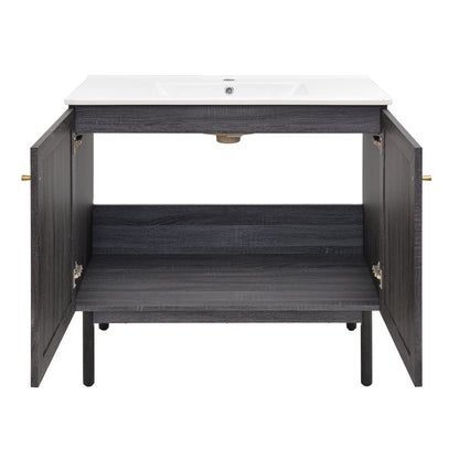 Swiss Madison, Classe 36" Freestanding Bathroom Vanity in Black Oak with Sink Top