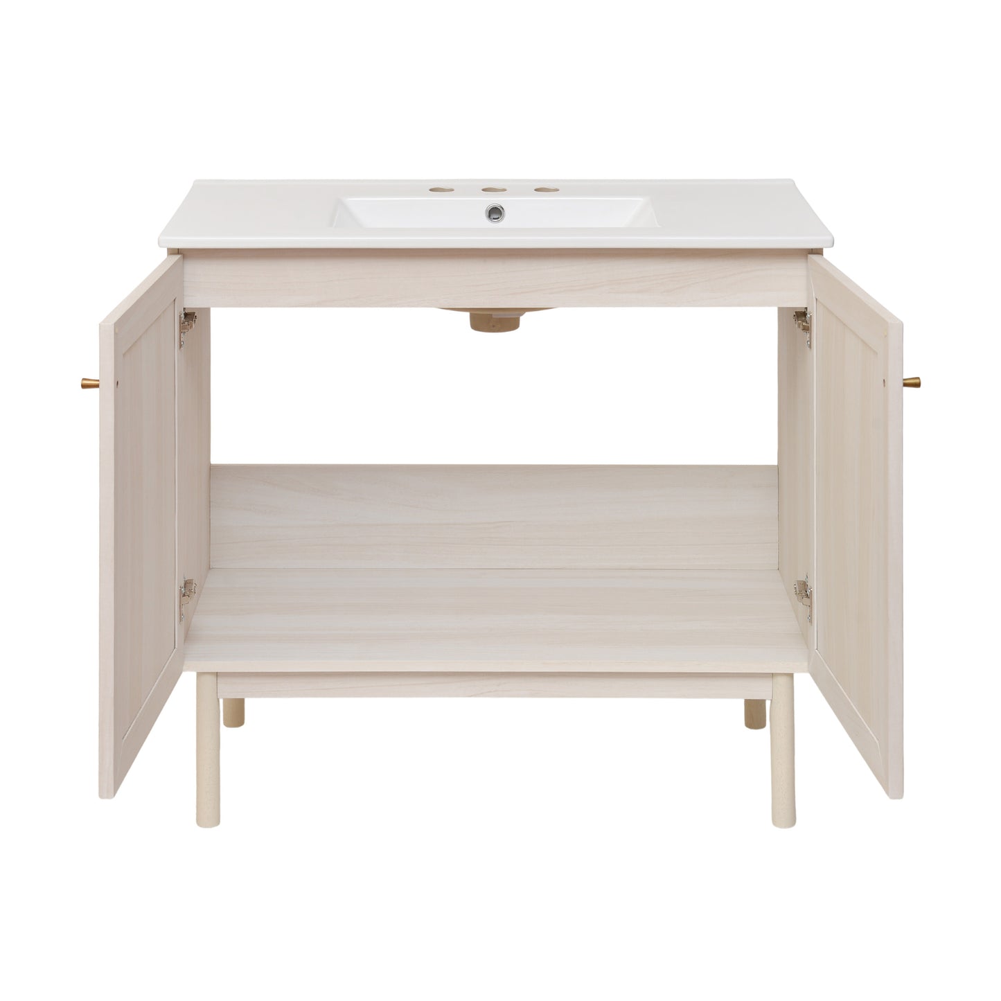 Swiss Madison, Classe 36" Freestanding Bathroom Vanity in White Oak with 3-Hole Widespread Sink Top