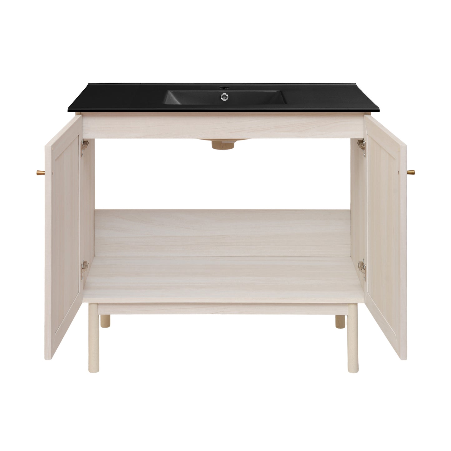 Swiss Madison, Classe 36" Freestanding Bathroom Vanity in White Oak with Black Sink Top