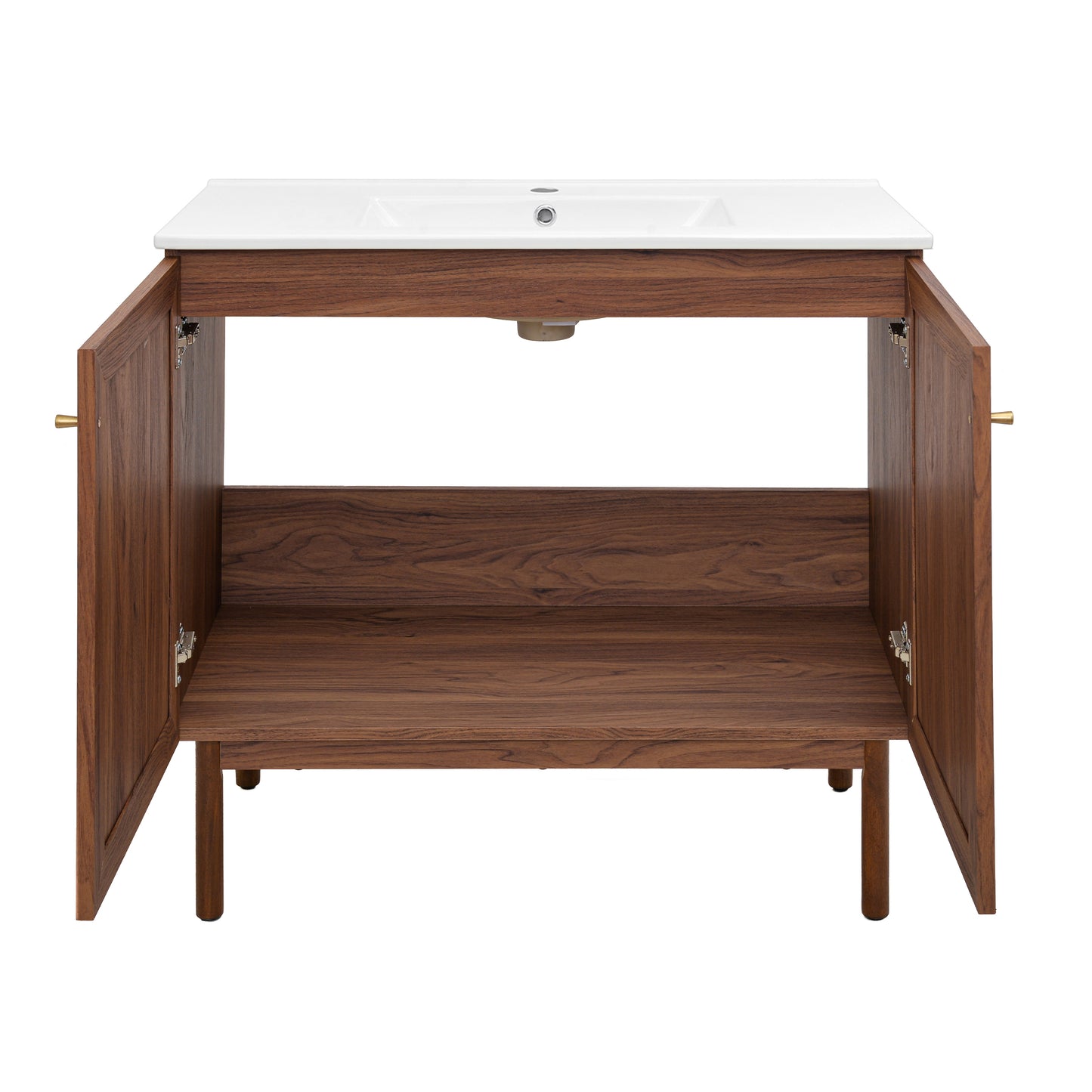 Swiss Madison, Classe 36" Freestanding Bathroom Vanity in Brown Oak with Sink Top