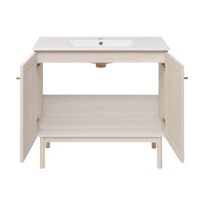 Swiss Madison, Classe 36" Freestanding Bathroom Vanity in White Oak with Sink Top