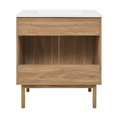 Swiss Madison, Classe 30" Freestanding Bathroom Vanity in Golden Oak with Sink Top