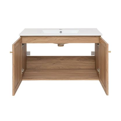 Swiss Madison, Classe 36" Wall-Mounted Bathroom Vanity in Oak