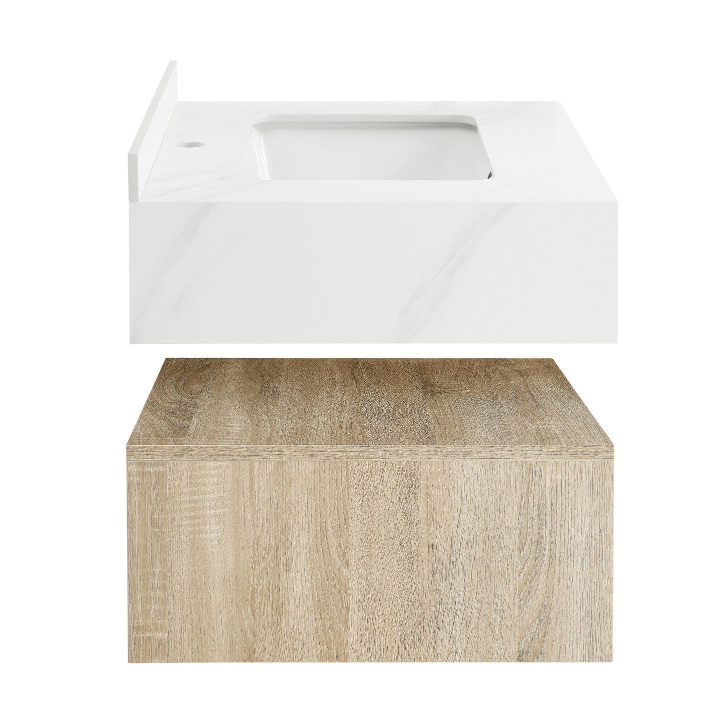Swiss Madison, Avancer 24" Wall-Mounted Bathroom Vanity in Weathered Oak with Sink Top