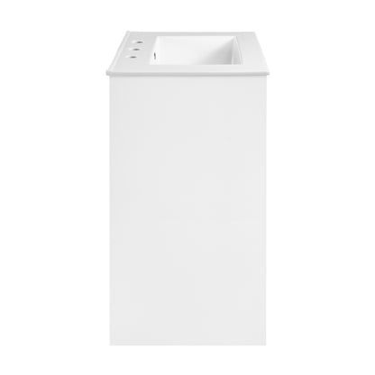 Swiss Madison, Virage 24 in. White Bathroom Vanity With White, 3-Hole Ceramic Sink Top