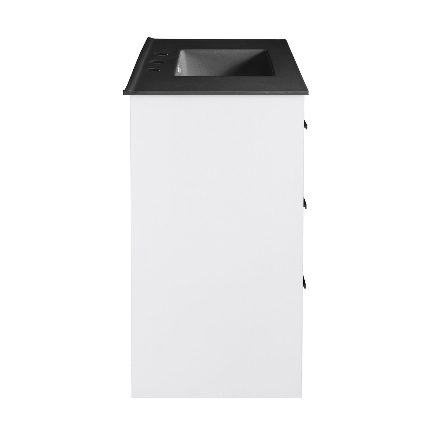 Swiss Madison, Virage 36 in. White Bathroom Vanity With Black, 3-Hole Ceramic Sink Top