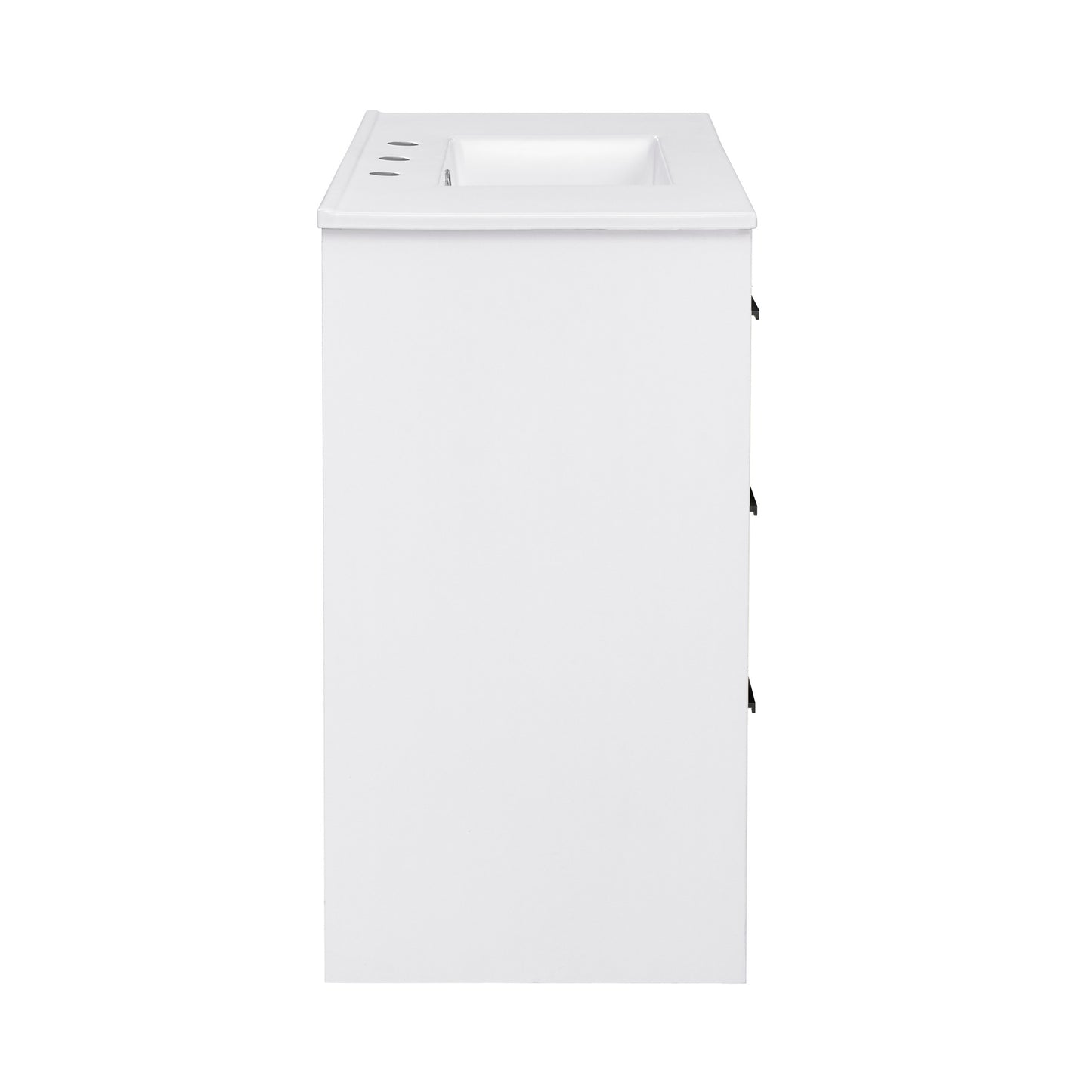 Swiss Madison, Virage 36 in. White Bathroom Vanity With White, 3-Hole Ceramic Sink Top