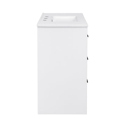 Swiss Madison, Virage 36 in. White Bathroom Vanity With White, 3-Hole Ceramic Sink Top