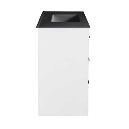 Swiss Madison, Virage 36 in. White Bathroom Vanity With Black Ceramic Sink Top