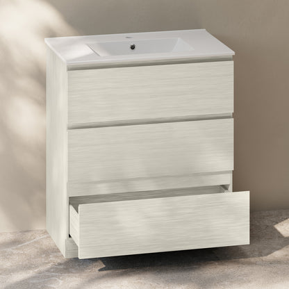 Swiss Madison, Liberte 30" Freestanding Bathroom Vanity in White Oak with Sink Top