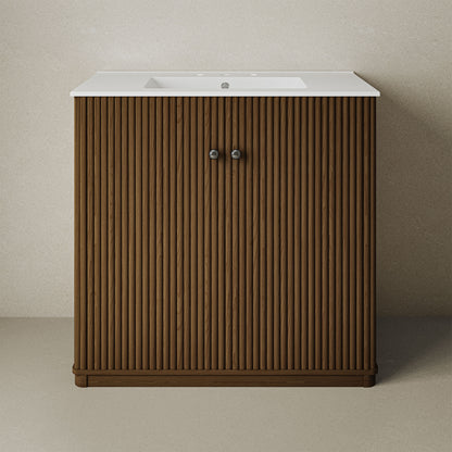 Swiss Madison Lafayette 36-inch freestanding bathroom vanity in Brown Oak — view 5