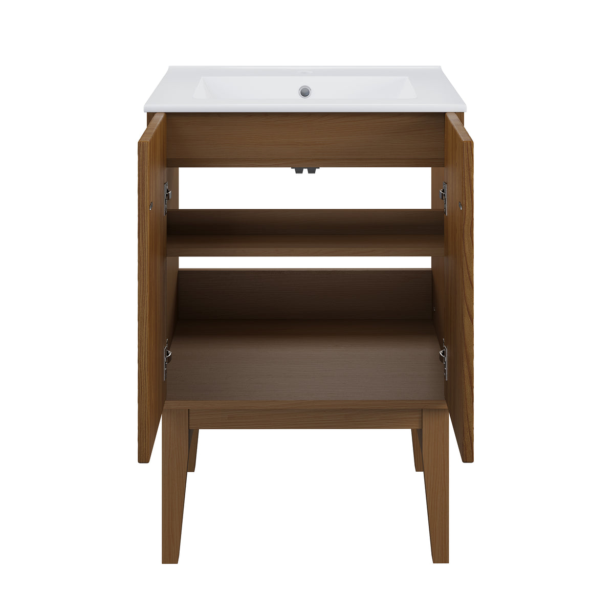 Swiss Madison, Bosse 24" Freestanding Bathroom Vanity in Brown Oak with Sink Top
