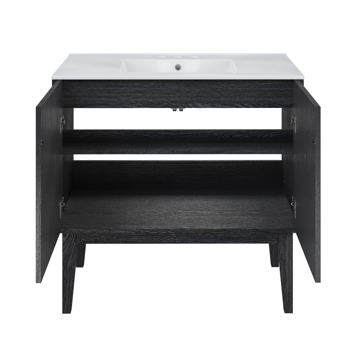 Swiss Madison, Bosse 36" Freestanding Bathroom Vanity in Black Oak with 3-Hole Widespread Sink Top