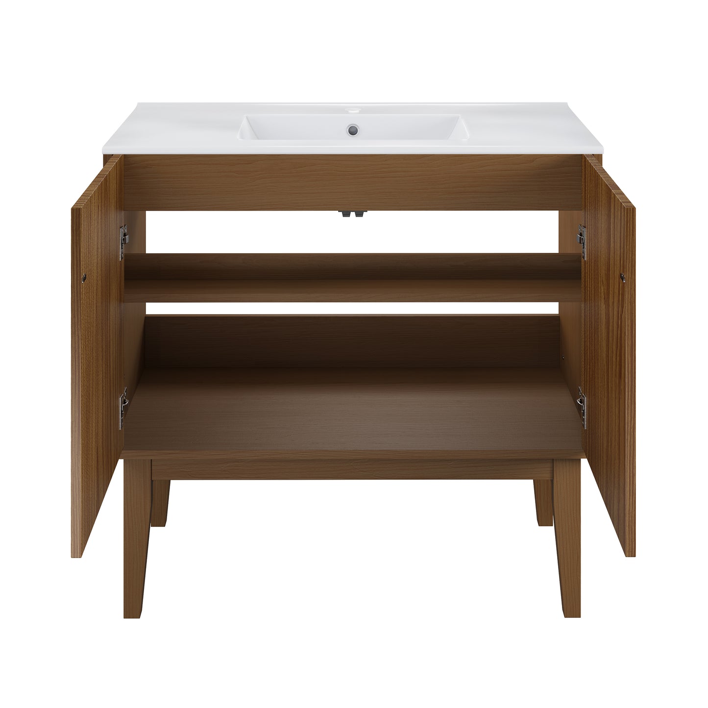 Swiss Madison, Bosse 36" Freestanding Bathroom Vanity in Brown Oak with Sink Top