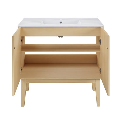 Swiss Madison Bosse 36-inch freestanding bathroom vanity in Natural Oak — view 9