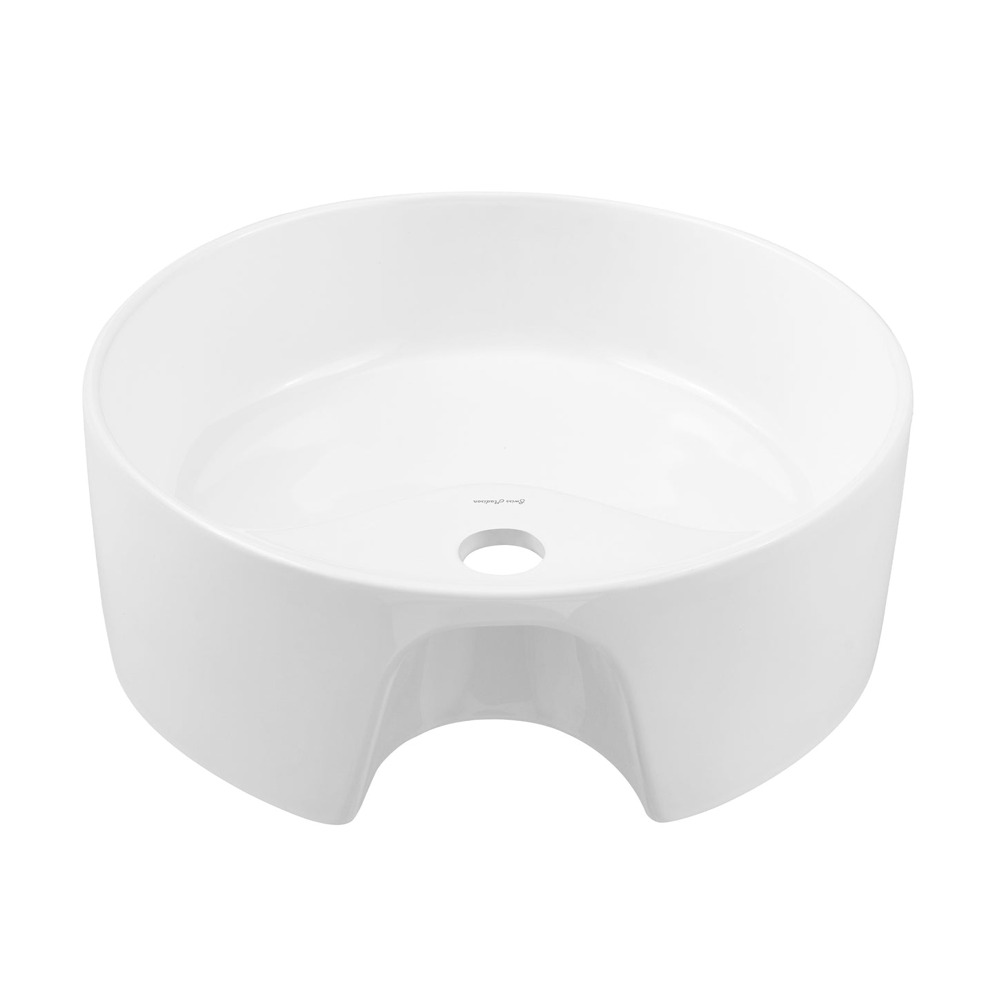 Swiss Madison, Monaco 16" Round Console Sink with Faucet Mount, White Basin Brushed Gold Legs