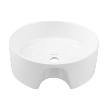 Swiss Madison, Monaco 16" Round Console Sink with Faucet Mount, White Basin Matte Black Legs