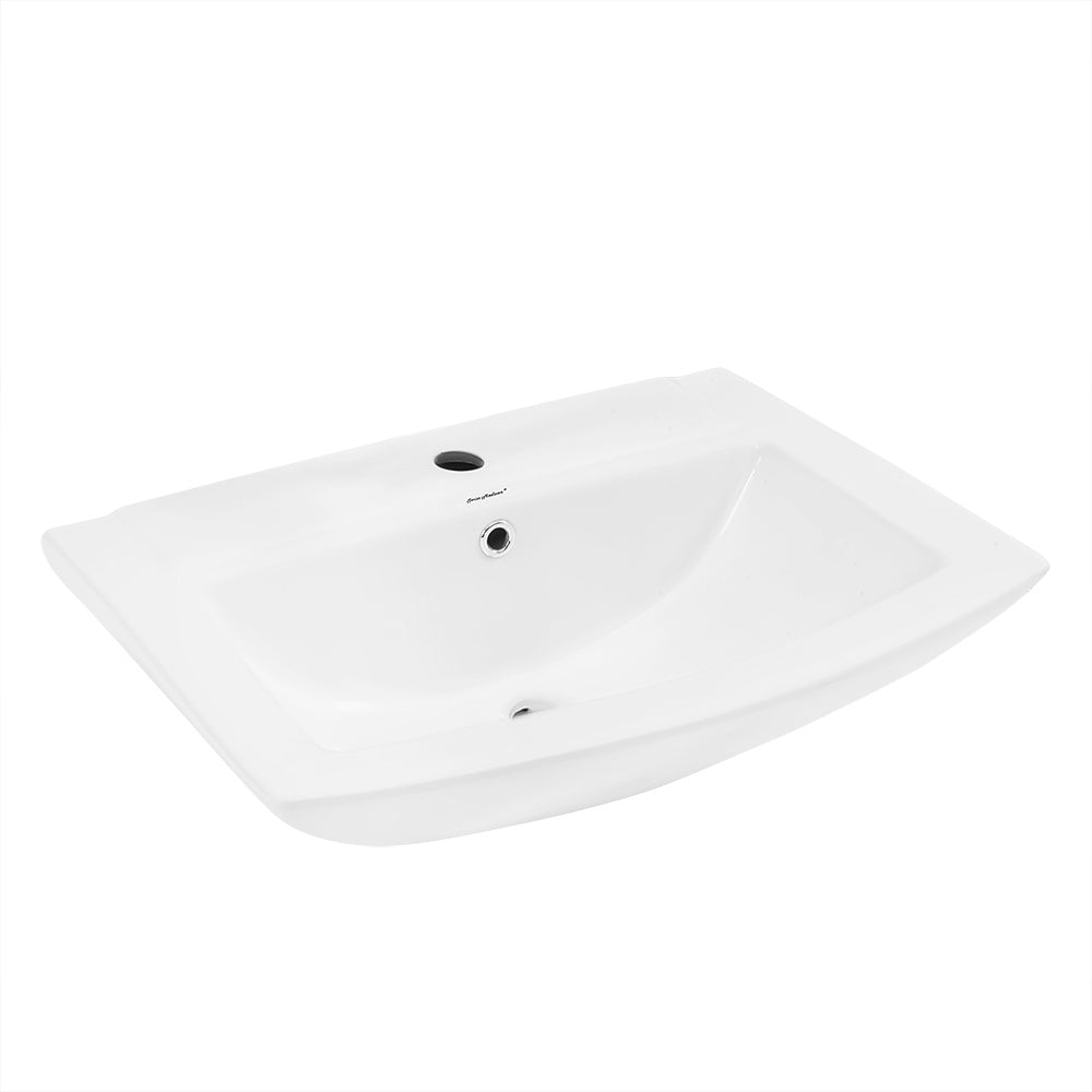 Swiss Madison, Sublime Two-Piece Glossy White Ceramic Rectangular Pedestal Sink