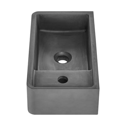 Swiss Madison, Lisse 16" Concrete Rectangle Wall-Mounted Sink with Right Side Faucet Mount in Matte Dark Gray