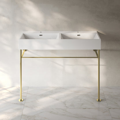 Swiss Madison, Claire 48" Double Basin Console Sink with Glossy Gold Legs