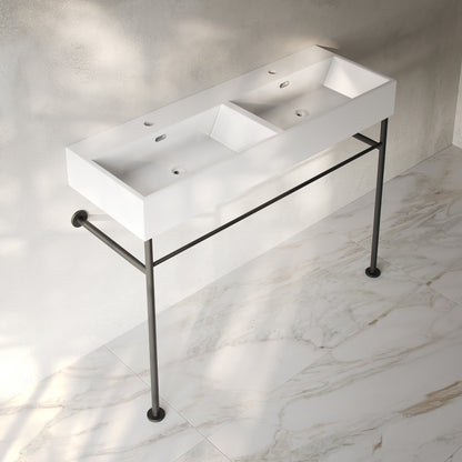 Swiss Madison, Claire 48" Double Basin Console Sink with Matte Black Legs