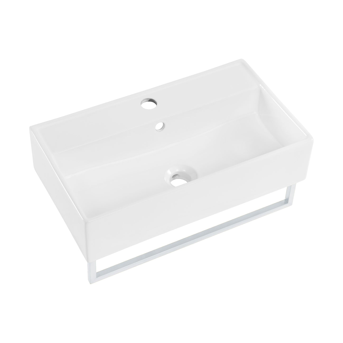 Swiss Madison, Claire 22" Wall-Mount Bathroom Sink with Silver Towel Bar