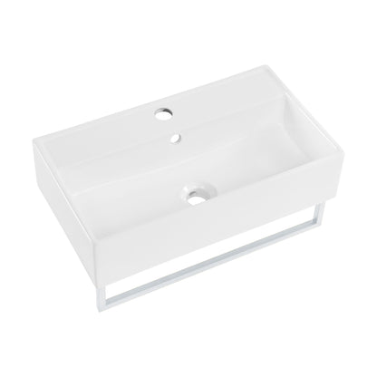 Swiss Madison, Claire 22" Wall-Mount Bathroom Sink with Silver Towel Bar