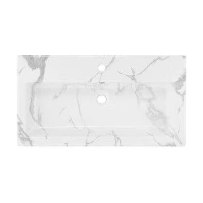 Swiss Madison, Voltaire Wide Rectangle Wall Hung Sink in White Marble