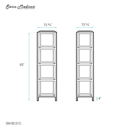 Swiss Madison, Pierre 16"x65"x14" Freestanding Linen Cabinet in Chrome