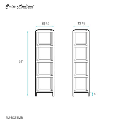 Swiss Madison, Pierre 16"x65"x14" Freestanding Linen Cabinet in Matte Black