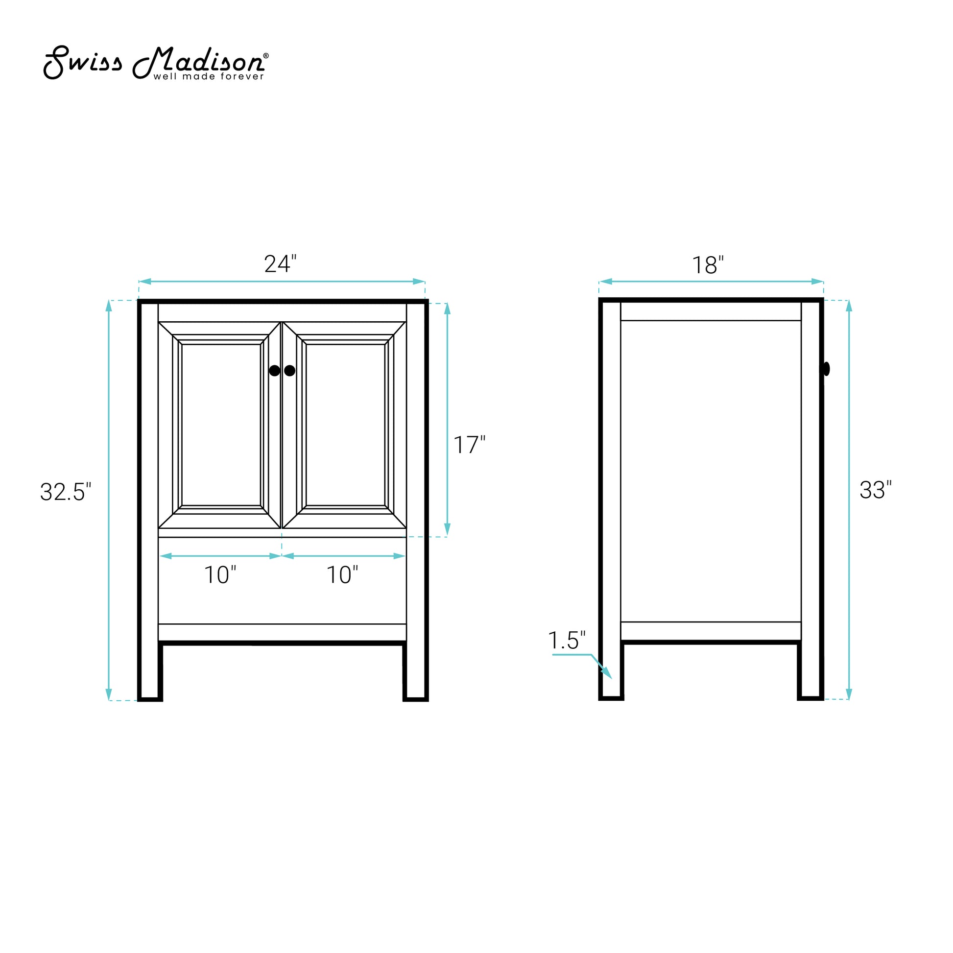 Swiss Madison Chateau 24-inch freestanding bathroom vanity in Brown Oak — view 5