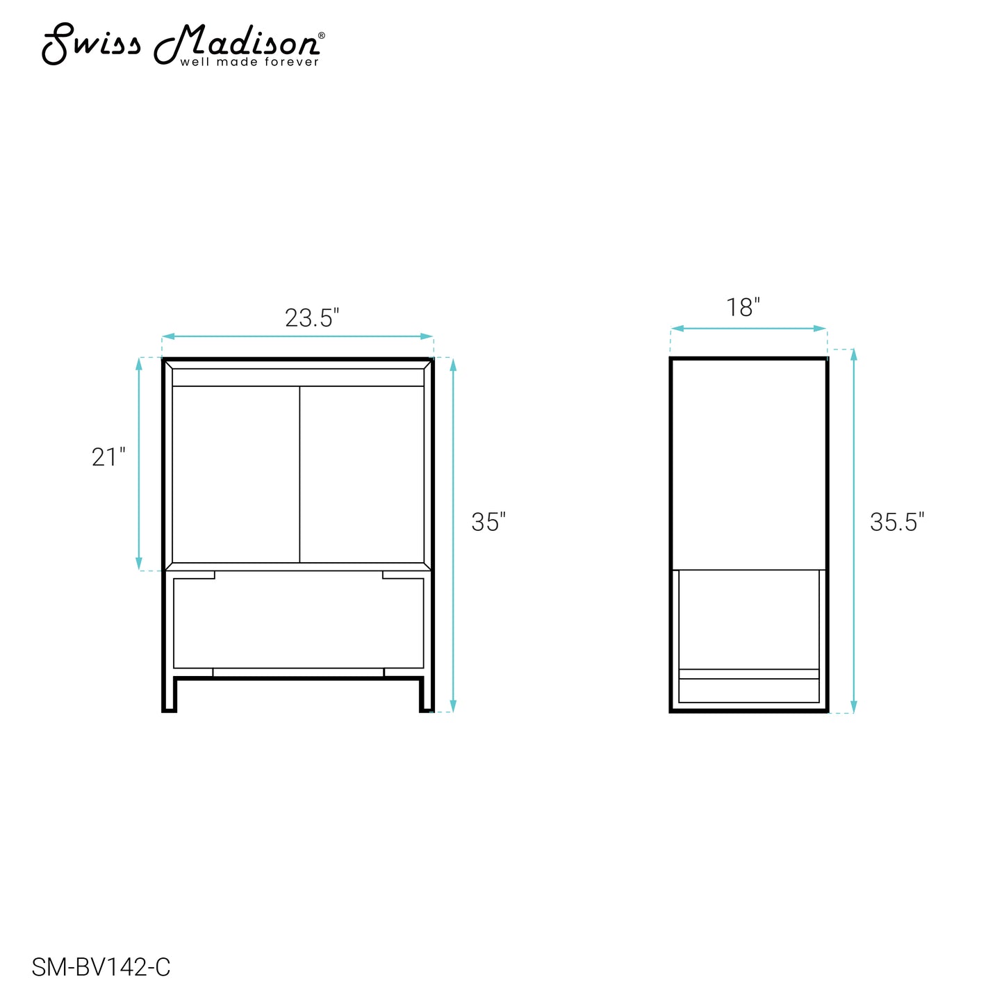 Swiss Madison, Marseille 24 Single Bathroom Vanity Cabinet Only (SM-BV142)