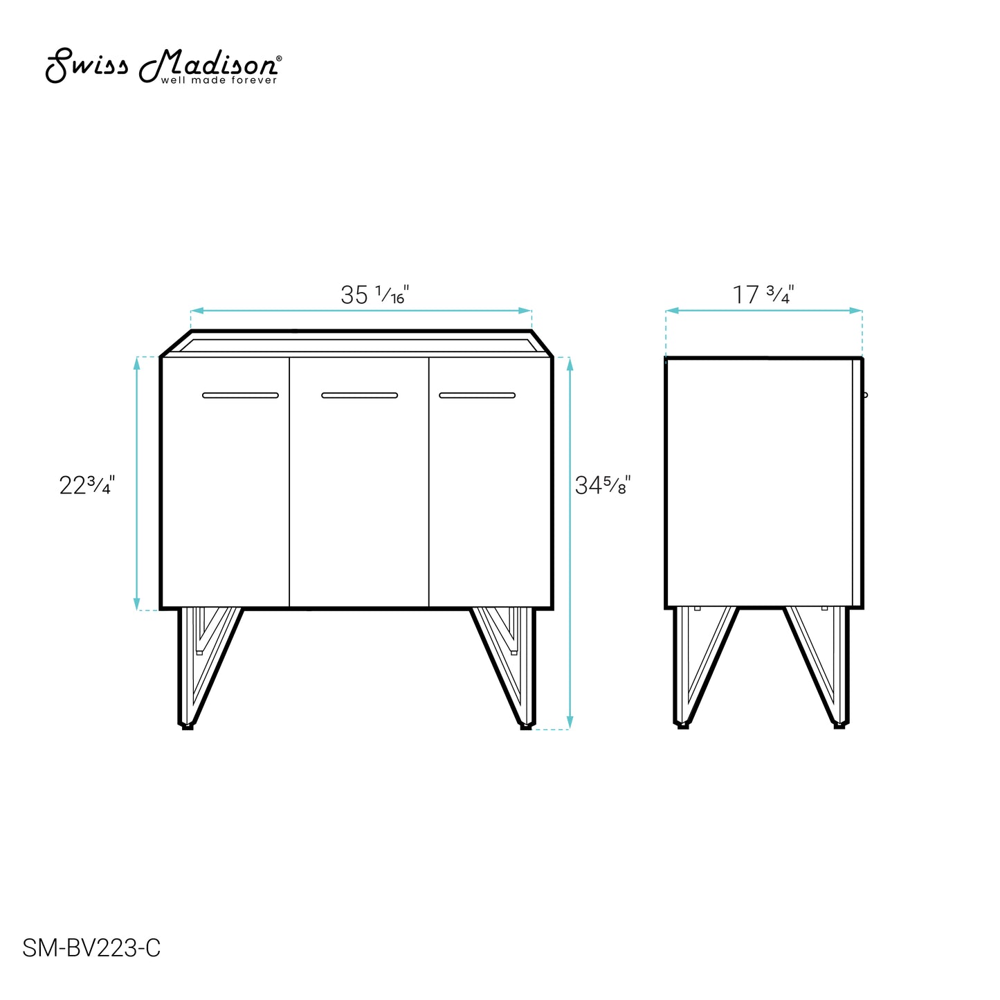 Swiss Madison, Annecy 36" Bathroom Vanity in Black Walnut - Cabinet Only