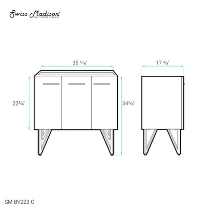 Swiss Madison, Annecy 36" Bathroom Vanity in Black Walnut - Cabinet Only