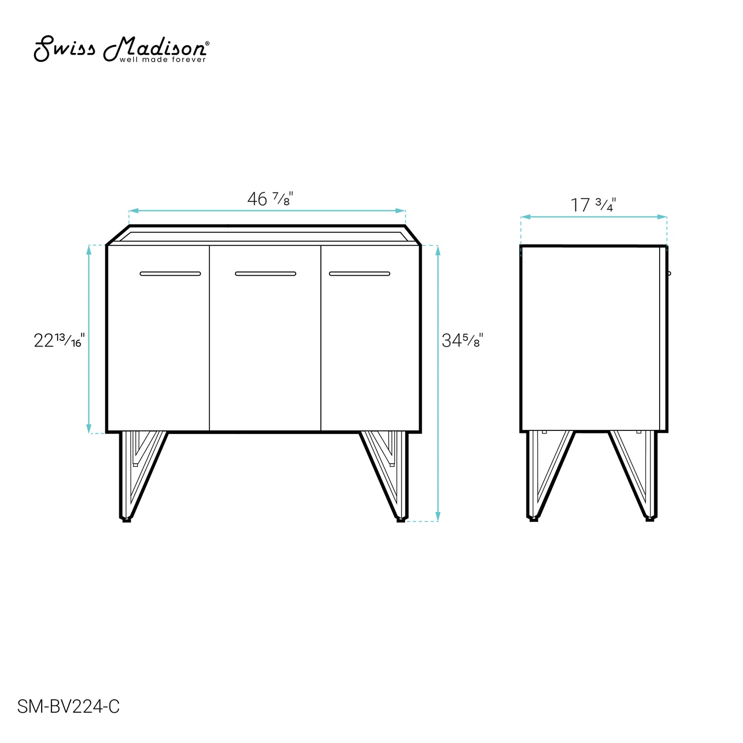 Swiss Madison, Annecy 48 Black Walnut Bathroom Vanity Cabinet Only (SM-BV224)
