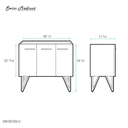 Swiss Madison, Annecy 60 Black Walnut Bathroom Vanity Cabinet Only (SM-BV226)
