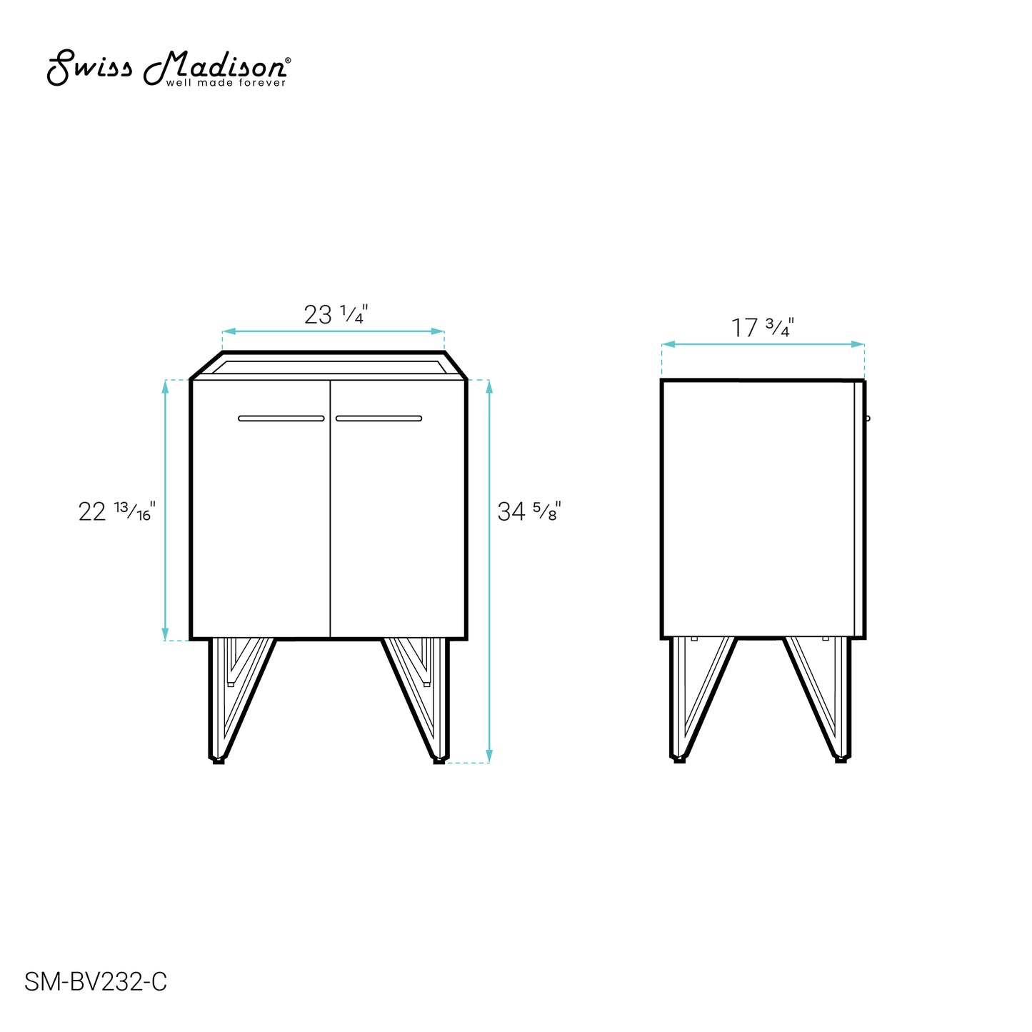 Swiss Madison, Annecy 24 Brushed Grey Bathroom Vanity Cabinet Only (SM-BV232)