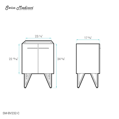 Swiss Madison, Annecy 24 Brushed Grey Bathroom Vanity Cabinet Only (SM-BV232)