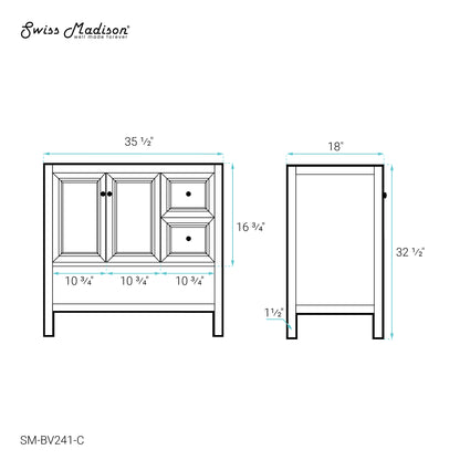 Swiss Madison Chateau 36-inch freestanding bathroom vanity in Golden Oak — view 6