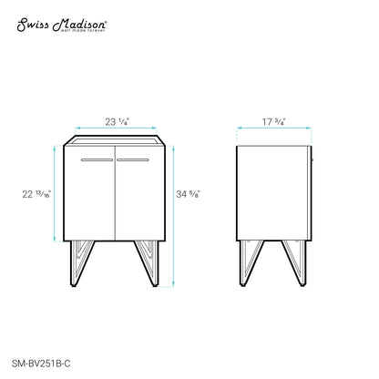 Swiss Madison, Annecy 24 Phantom Black Bathroom Vanity Cabinet Only (SM-BV251B)