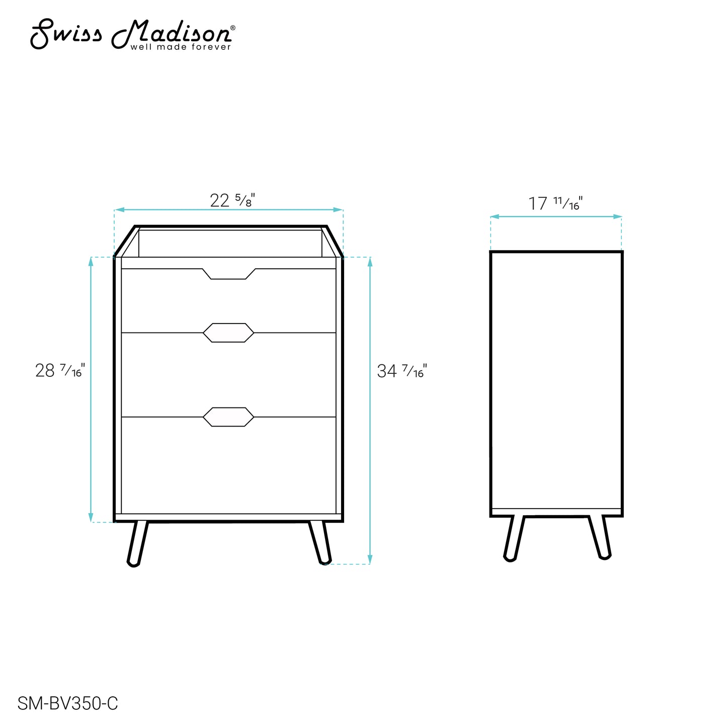 Swiss Madison, Brusque 24 Bathroom Vanity in White Oak -Cabinet Only (SM-BV350)