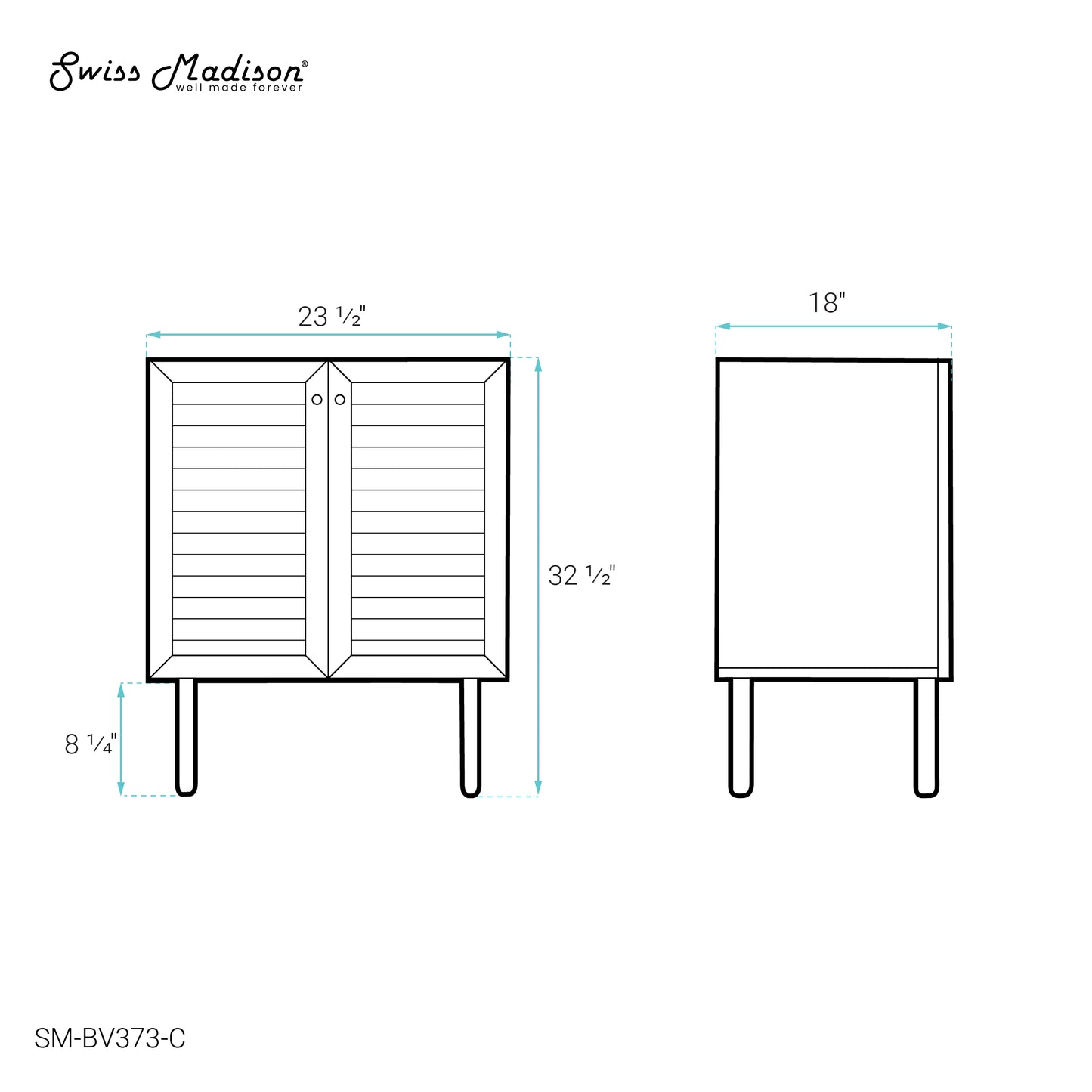 Swiss Madison, Bron 24" Freestanding Bathroom Vanity Cabinet without Top in Golden Oak