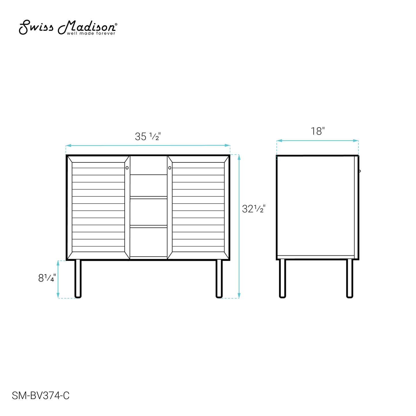 Swiss Madison Bron 36-inch freestanding bathroom vanity in Golden Oak — view 6