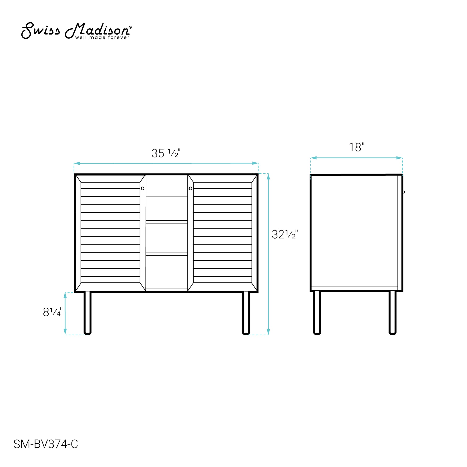 Swiss Madison Bron 36-inch freestanding bathroom vanity in Golden Oak — view 6
