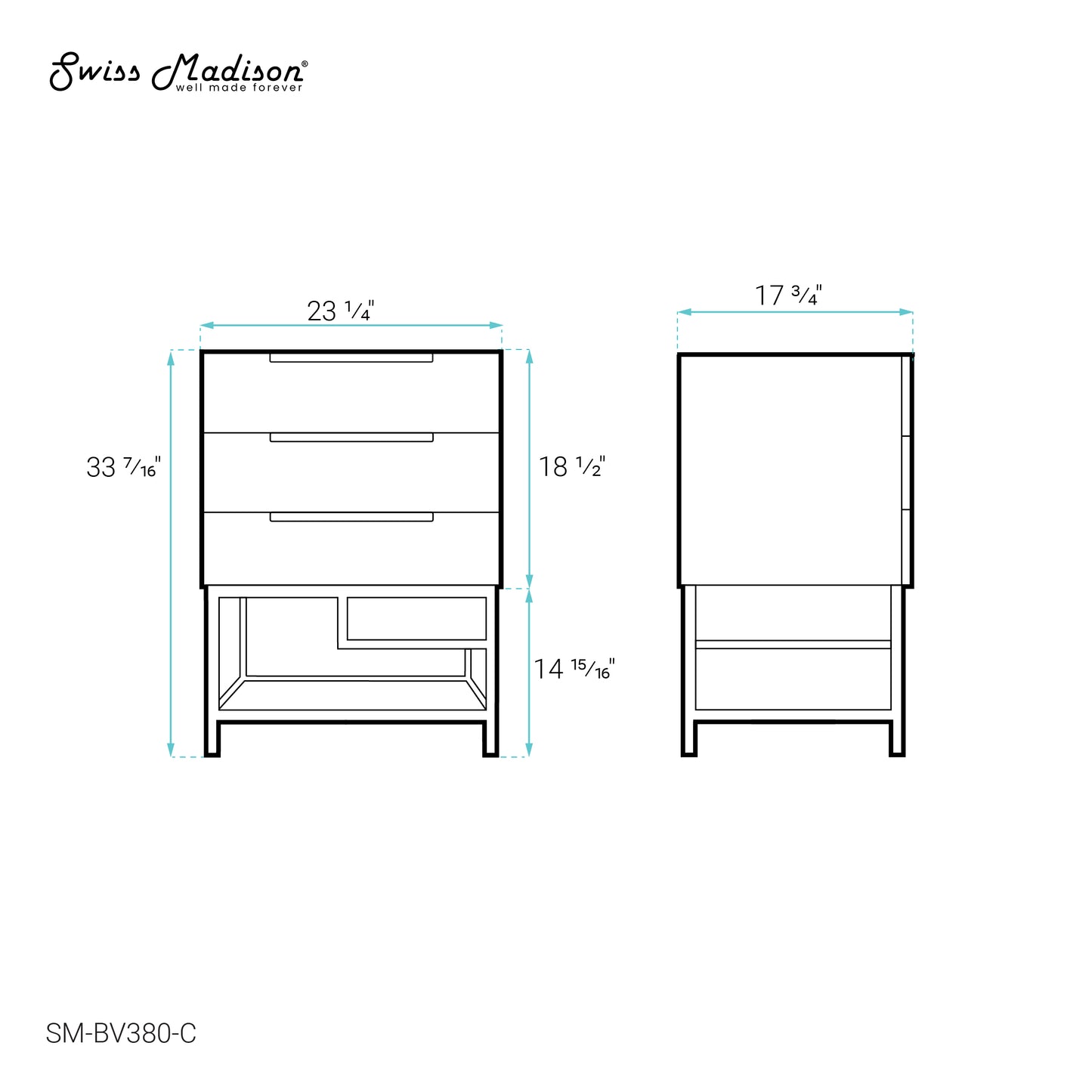 Swiss Madison, Carre 24" Bathroom Vanity - Cabinet Only