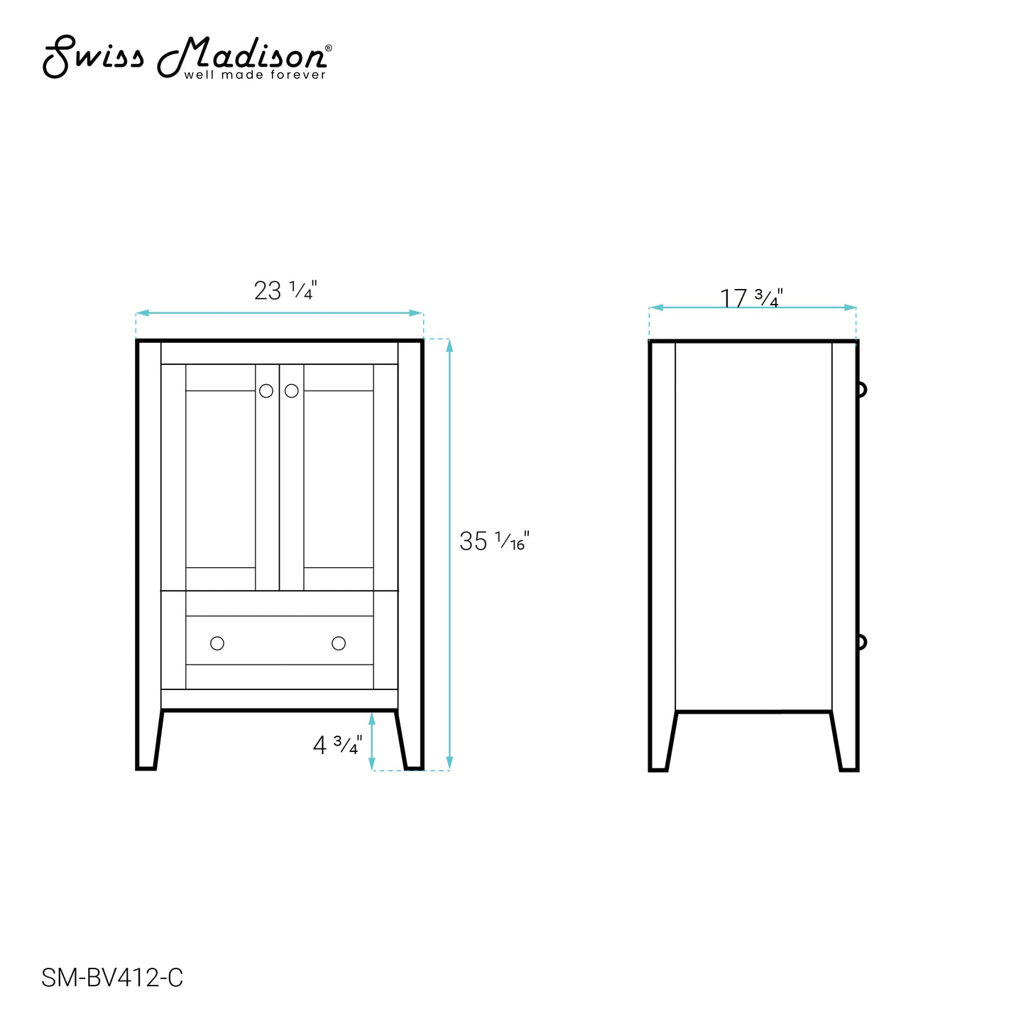 Swiss Madison, Cannes 24 Bathroom Vanity Cabinet Only (SM-BV412)
